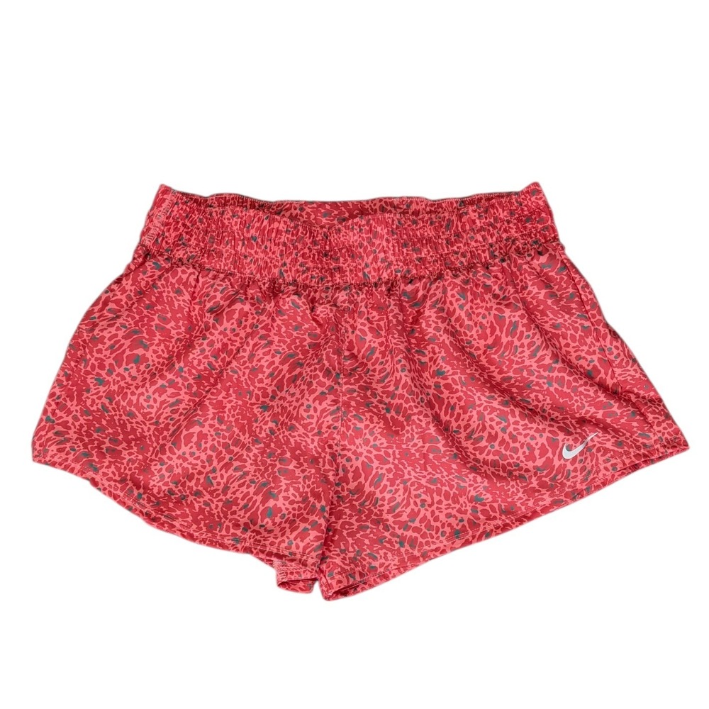 Nike Dri-FIT Women Medium Red Animal Print Smocked Running Shorts